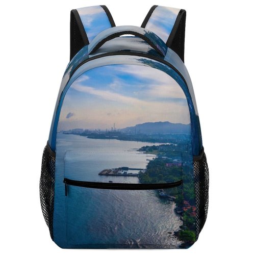 yanfind Children's Backpack Bay City Clouds Sunset Landscape Daylight Travel Island Beach Boat Ocean Outdoors Preschool Nursery Travel Bag