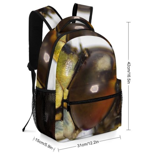 yanfind Children's Backpack Dragonflies Odonata Insects Macro Eyes Big Mouth Scary Reflections Insect Invertebrate Preschool Nursery Travel Bag