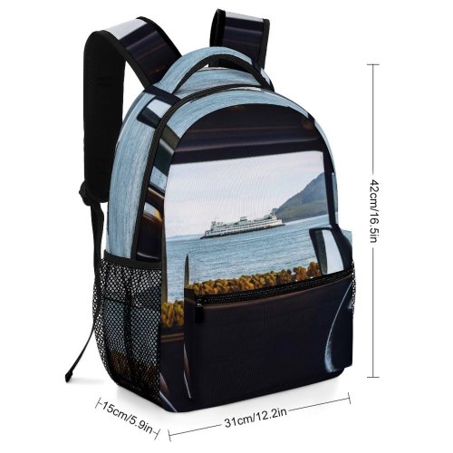 yanfind Children's Backpack Drive Vacation Desktop Sunset Window Steering Travel (Journey) Wheel Luxury Transportation Preschool Nursery Travel Bag