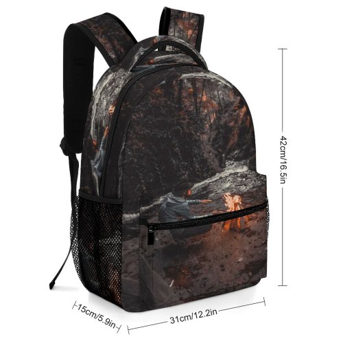 yanfind Children's Backpack Forest Season Scenery Autumn Fire Maple Burning Bonfire River Outdoors Fall Leaves Preschool Nursery Travel Bag