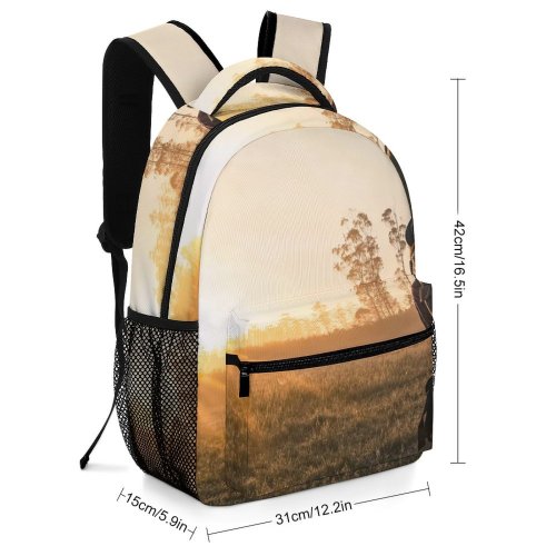 yanfind Children's Backpack Backpack Park Fog Journey Sunset Grass Adventure Landscape Daylight Sunrays Travel Field Preschool Nursery Travel Bag