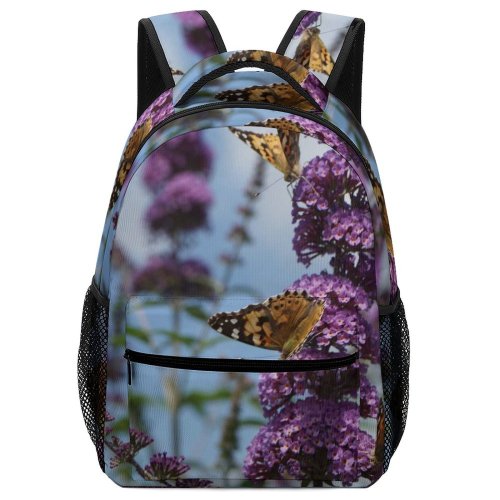 yanfind Children's Backpack Butterfly Insect Invertebrate Monarch Odense Danmark Plant Purple  Flower Grey Preschool Nursery Travel Bag