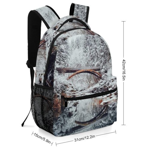 yanfind Children's Backpack Frozen Tree Park Winter Beautiful Landscape Travel Waterfall Snow Snowy River Preschool Nursery Travel Bag