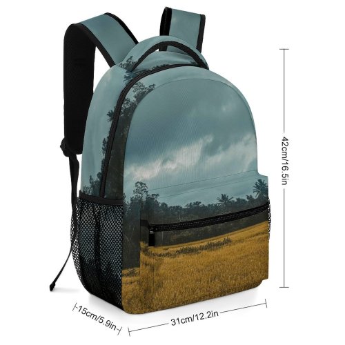 yanfind Children's Backpack Field Grassland Outdoors Countryside Paddy Anguruwathota Sri Lanka Plant Vegetation Grey Preschool Nursery Travel Bag
