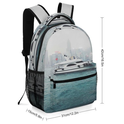 yanfind Children's Backpack Bay City Yacht Port Pier Travel Marina Ferry Motorboat Cruise Boat Transportation Preschool Nursery Travel Bag