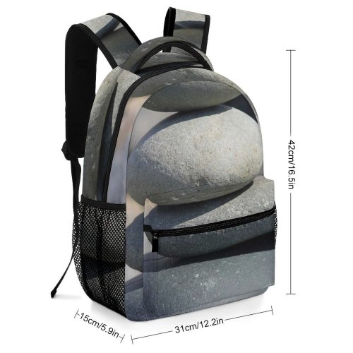yanfind Children's Backpack Simplicity Smooth Boulder Balance Round Balancing Stones Stacked Rock Rocks Preschool Nursery Travel Bag