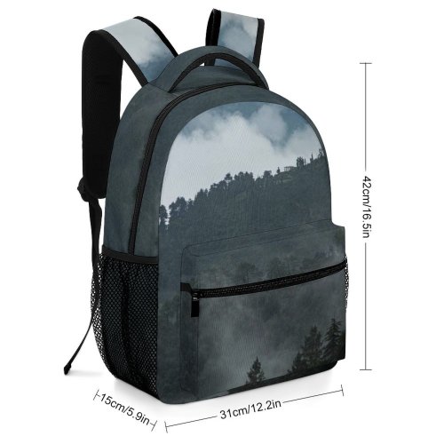 yanfind Children's Backpack Grey Outdoors Fog Abies Fir Plant Tree Mussoorie Uttarakhand India Mist Evergreen Preschool Nursery Travel Bag