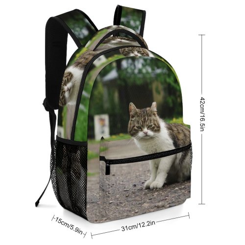 yanfind Children's Backpack Kitty Grass Pet Outdoors Kitten Garden Whiskers Curiosity Cute Face Daytime Cat Preschool Nursery Travel Bag