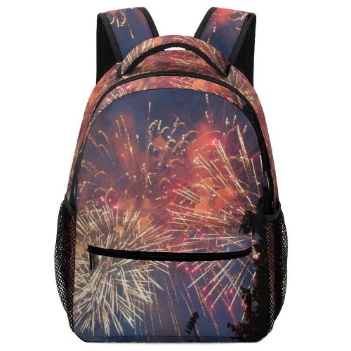 yanfind Children's Backpack Fireworks Colorful Night Sky Explosio Midnight Event Light Preschool Nursery Travel Bag