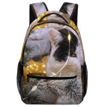 yanfind Children's Backpack  Tree Focus Whiskers  Lights Season Cat Snow Portrait Pet Fur Preschool Nursery Travel Bag