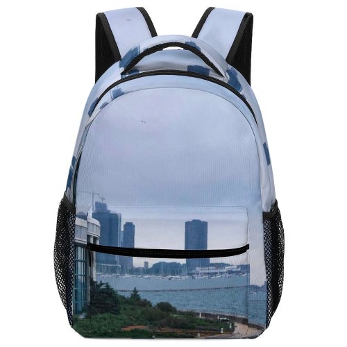 yanfind Children's Backpack Bay Tourism City Port Daylight Pier Travel Structure  Buildings Glass Dock Preschool Nursery Travel Bag