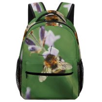 yanfind Children's Backpack Lavender Bumblebee  Andrena Summer Domain Plant Purple Public Lilac Bee Preschool Nursery Travel Bag