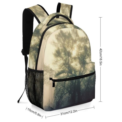 yanfind Children's Backpack Fog Outdoors Mist Tree Light Silhouette  Foggy Plant Preschool Nursery Travel Bag