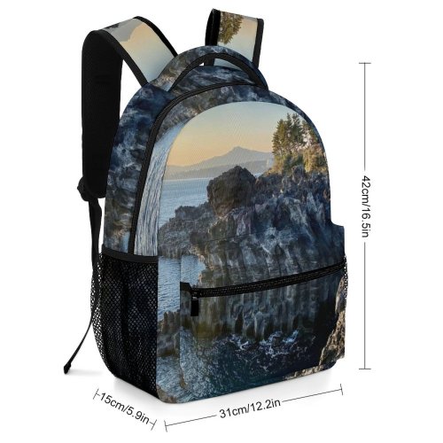 yanfind Children's Backpack Cliff Outdoors Promontory Ocean Sea Grey Public Domain Preschool Nursery Travel Bag