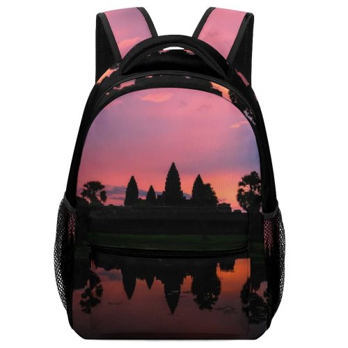 yanfind Children's Backpack Angkor Backlit Tree Tall Dark Sunset Grass Landscape Evening Light Cambodia Preschool Nursery Travel Bag