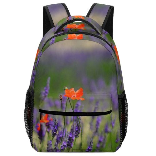 yanfind Children's Backpack Flora Grass Petals Plants Lavandula Officinalis Field Outdoors Flowers Bloom Angustifolia Meadow Preschool Nursery Travel Bag
