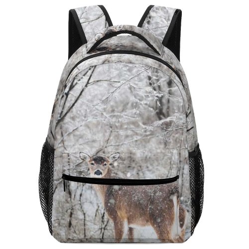 yanfind Children's Backpack Frozen Snowstorm Freezing Deer Frost Frosty Winter Outdoors Scenic Woods Fall Wintry Preschool Nursery Travel Bag