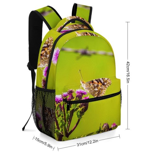 yanfind Children's Backpack Butterfly Insect Invertebrate Monarch Bee Honey Butterlfy Thistle Plant Preschool Nursery Travel Bag