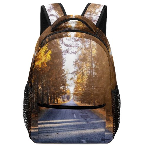 yanfind Children's Backpack Forest Scenery Sunlight Autumn Daylight Sunrays Pine Lane Outdoors Scenic Woods Fall Preschool Nursery Travel Bag