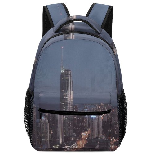 yanfind Children's Backpack Bank Sky Skyscrapers City Buildings Downtown Lights Night Cityscape Aerial Preschool Nursery Travel Bag