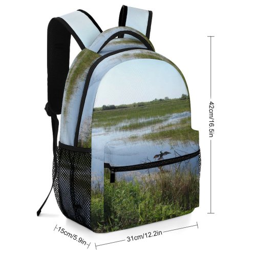 yanfind Children's Backpack Everglades River Preserve Park still Grass Pond Alligator Tranquility Rural Lake Preschool Nursery Travel Bag