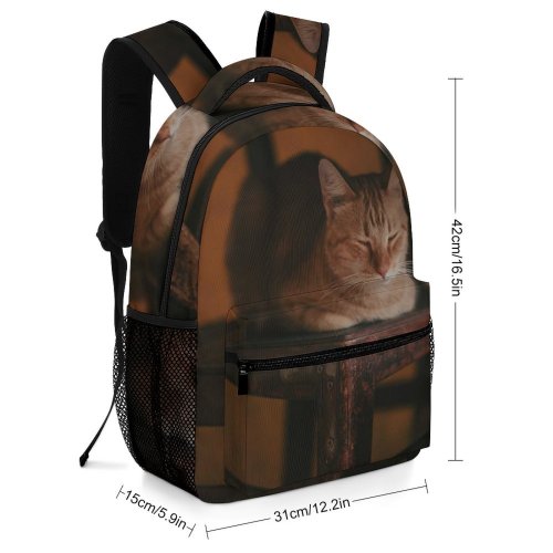 yanfind Children's Backpack Kitty Furniture Pet Seat Wooden Sleeping Resting Felidae Tabby Whiskers Wood Rest Preschool Nursery Travel Bag