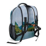 yanfind Children's Backpack Adventure Landscape Boat River Outdoors Scenic Lake Recreation Preschool Nursery Travel Bag