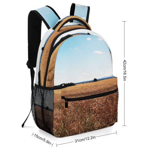 yanfind Children's Backpack Field Czech Sky Wheat Natural Landscape Farm Crop Grassland Agriculture Cloud Preschool Nursery Travel Bag