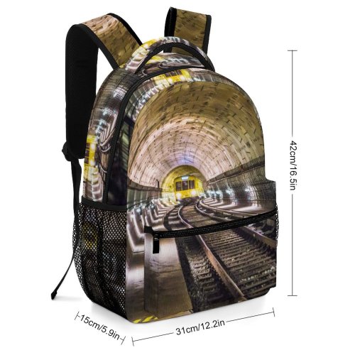 yanfind Children's Backpack   Dark Railroad BVG Berlin Lights Pillars Empty Travel Public Subway Preschool Nursery Travel Bag