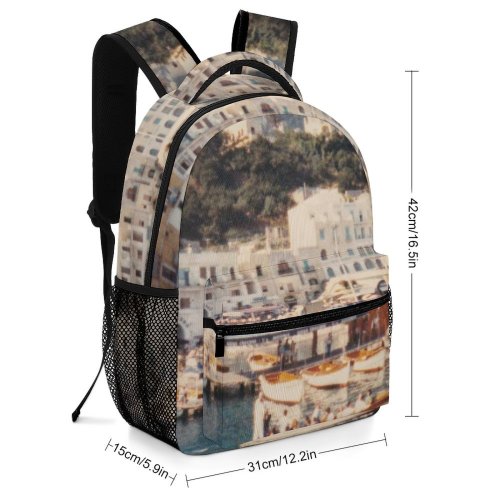 yanfind Children's Backpack Bay Tourism City Yacht Travel Marina Boat Transportation Outdoors Seashore Fishing Architecture Preschool Nursery Travel Bag