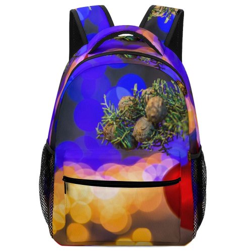 yanfind Children's Backpack  Bokeh Tree Christmas Decoration Round Ball Illuminated Lights Macro Preschool Nursery Travel Bag