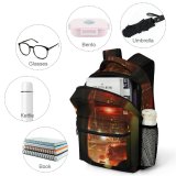 yanfind Children's Backpack Drive Street City Dark Lights Traffic Evening Travel Action Transportation Car Preschool Nursery Travel Bag