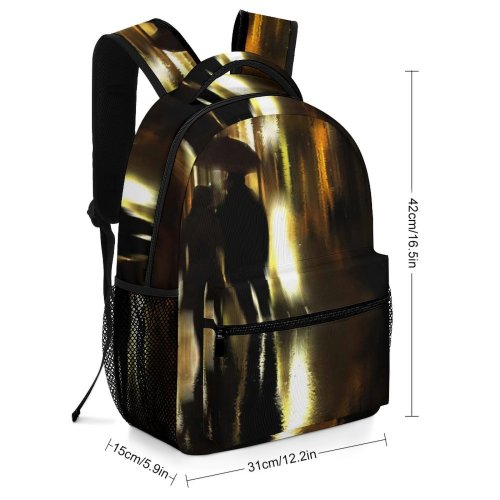 yanfind Children's Backpack  Raining Silhouettes Street Dark City Time Lights  Evening Light Umbrella Preschool Nursery Travel Bag