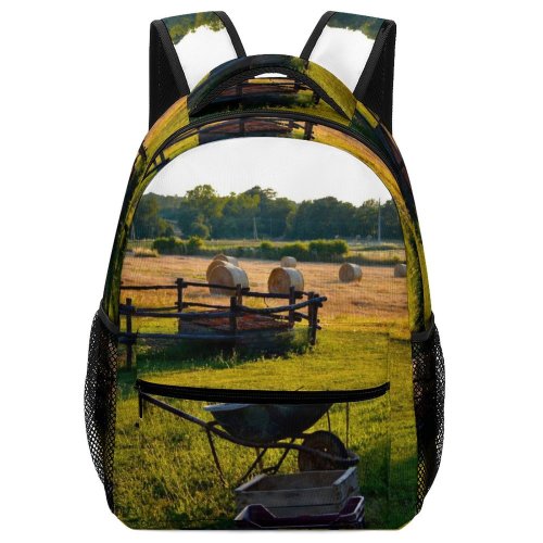 yanfind Children's Backpack Birds Field Cow Grass Rural Plant Cattle Commons Outdoors Farm Grazing Preschool Nursery Travel Bag