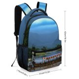 yanfind Children's Backpack Forest Clouds Wood Landscape Mountains Travel Boat River Transportation Outdoors Scenic Lake Preschool Nursery Travel Bag