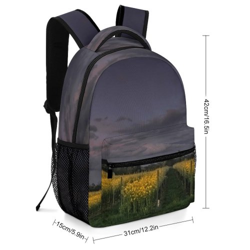 yanfind Children's Backpack Field Outdoors Grassland Oppenheim Grey Countryside Farm Rural Meadow Sky  Colorful Preschool Nursery Travel Bag
