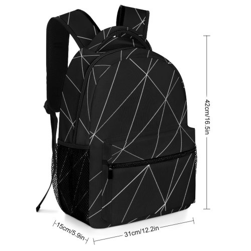 yanfind Children's Backpack Art Design Grayscale Triangles Shapes Patterns Digital Preschool Nursery Travel Bag