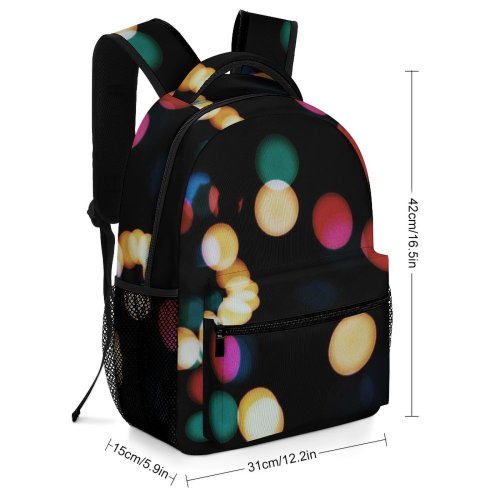 yanfind Children's Backpack  Art Bokeh Blurred Colorful Dark Design Abstract Decoration Round Shining Preschool Nursery Travel Bag