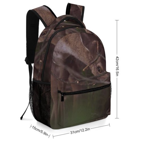 yanfind Children's Backpack Fur Tree Grass Wild Outdoors Moose Side Wood Wildlife Stag Buck Antler Preschool Nursery Travel Bag