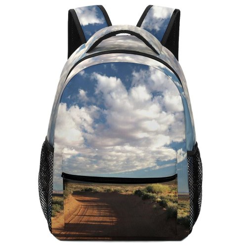 yanfind Children's Backpack Grass Desert Cloudy Road Landscape Sky Skyscape Sand Scenic Clouds Preschool Nursery Travel Bag