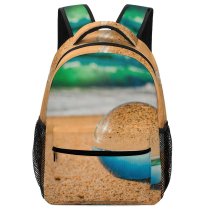 yanfind Children's Backpack Bay  Focus Coast Sand Lensball Ball Crystal Depth Daylight Daytime Oceanside Preschool Nursery Travel Bag