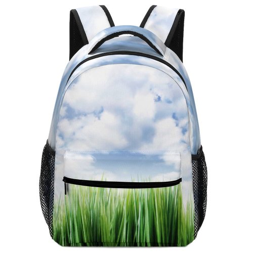 yanfind Children's Backpack Art Border Texture Pitch Design Field Copyspace Abstract Isolated Grass Sky Daytime Preschool Nursery Travel Bag