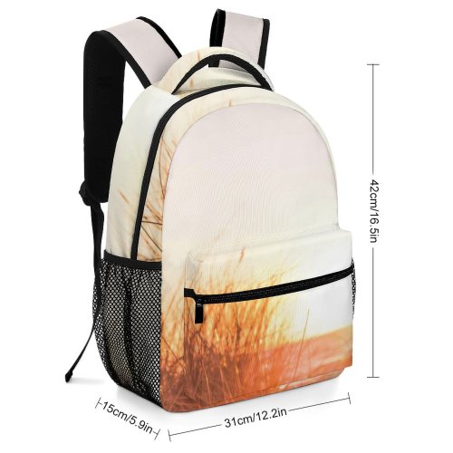 yanfind Children's Backpack Grass Dawn Backlit Landscape Summer Travel Outdoors Sunset Light Beach Dusk Fall Preschool Nursery Travel Bag