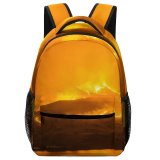 yanfind Children's Backpack Fire Landscape Mountains Evening Sky Outdoors Scenic Night Scenery Lake Reflection Preschool Nursery Travel Bag