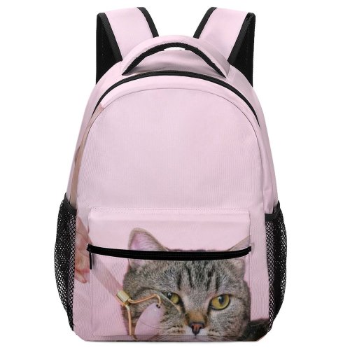 yanfind Children's Backpack Pampering Pet Funny Massage Portrait Tabby Annoyed Cute Facial Face Roller Cat_ Preschool Nursery Travel Bag