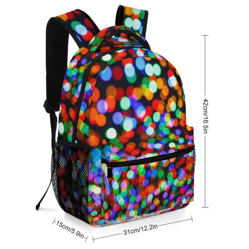 yanfind Children's Backpack Decoration Abstract Dots Colour Night Festive Light Free Carnival Colorful Freelense Preschool Nursery Travel Bag