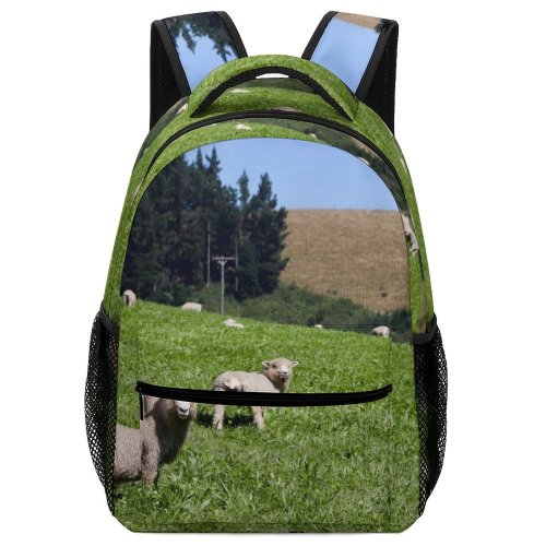 yanfind Children's Backpack Field Grassland Outdoors Countryside Farm Rural Meadow Pasture Ranch Grazing Sheep Zealand Preschool Nursery Travel Bag