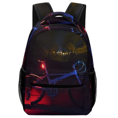 yanfind Children's Backpack Bike Road Transportation Dark Outdoors Arch System Trees Lights Wheels Preschool Nursery Travel Bag