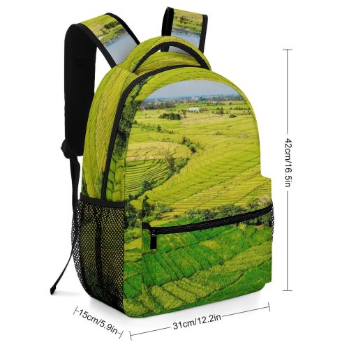 yanfind Children's Backpack Land Rural Fly Field Countryside Grassland Outdoors Paddy Bali Бали Drone Preschool Nursery Travel Bag