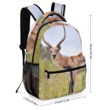yanfind Children's Backpack Grassland Barbaric Outdoors Cute Impala Alert Deer Gazelle Antelope Grass Safari Fur Preschool Nursery Travel Bag